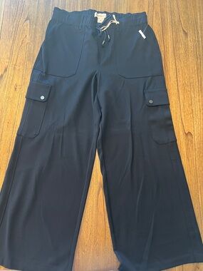 Democracy Black Wide-Leg Cargo Jumpsuit Pants for cool weather
